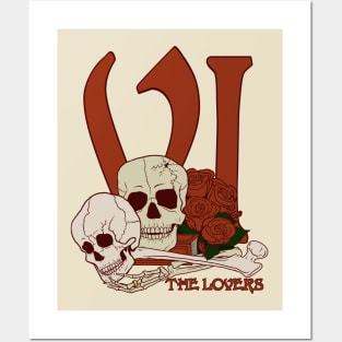 Halloween Tarot VI: The Lovers (skeletons) Posters and Art